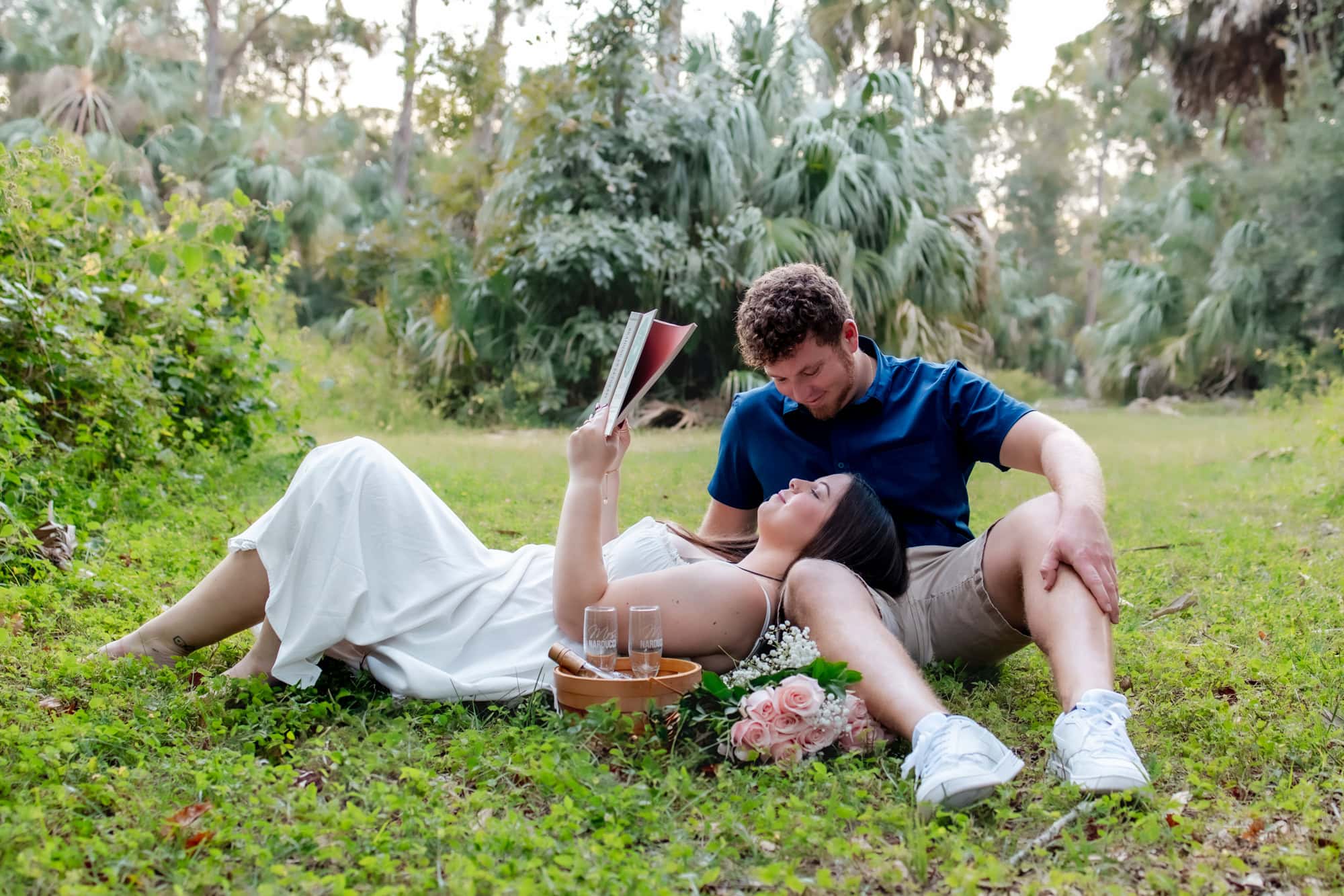couple reading on the floor philippe park intimate wedding