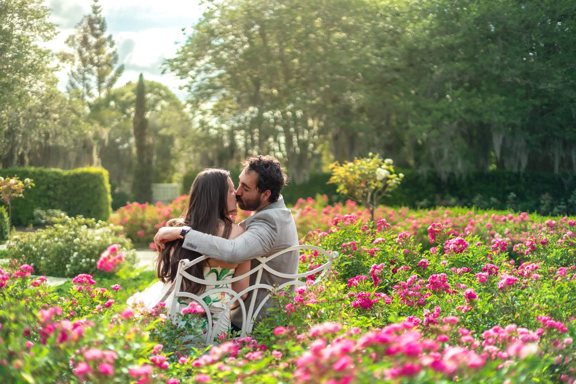 Couple Kissing in Garden wedding venue in Orlando